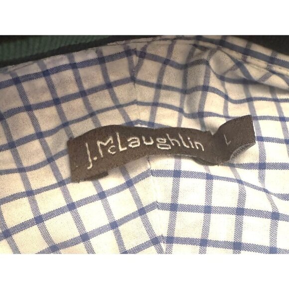 J. McLaughlin Men’s Button-Down Shirt | Size L | Blue Checkered Print EUC Preppy - Picture 8 of 8